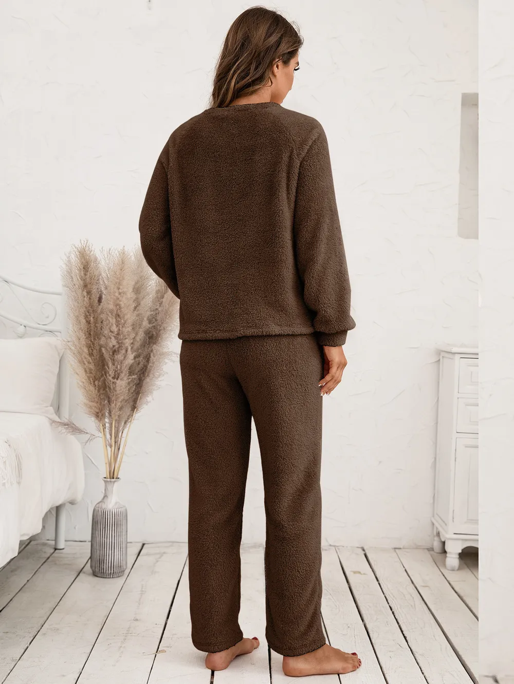 Teddy Long Sleeve Top and Pants Lounge Set, image 11
