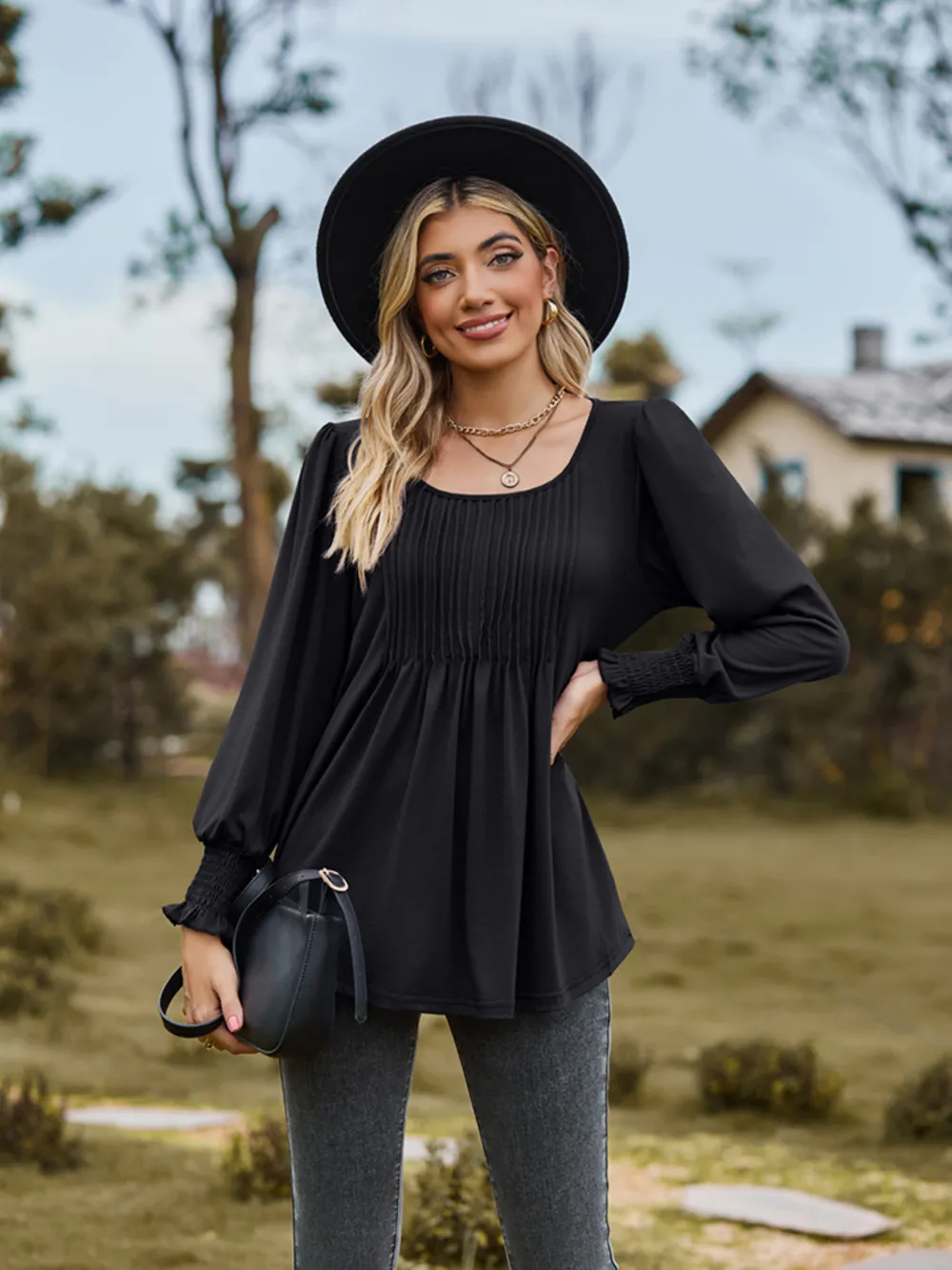 Puff Sleeve Pleated Blouse, image 14
