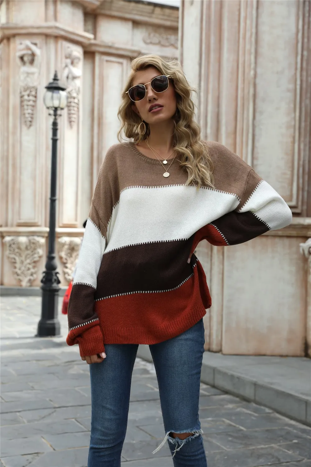 Color Block Round Neck Sweater, image 18