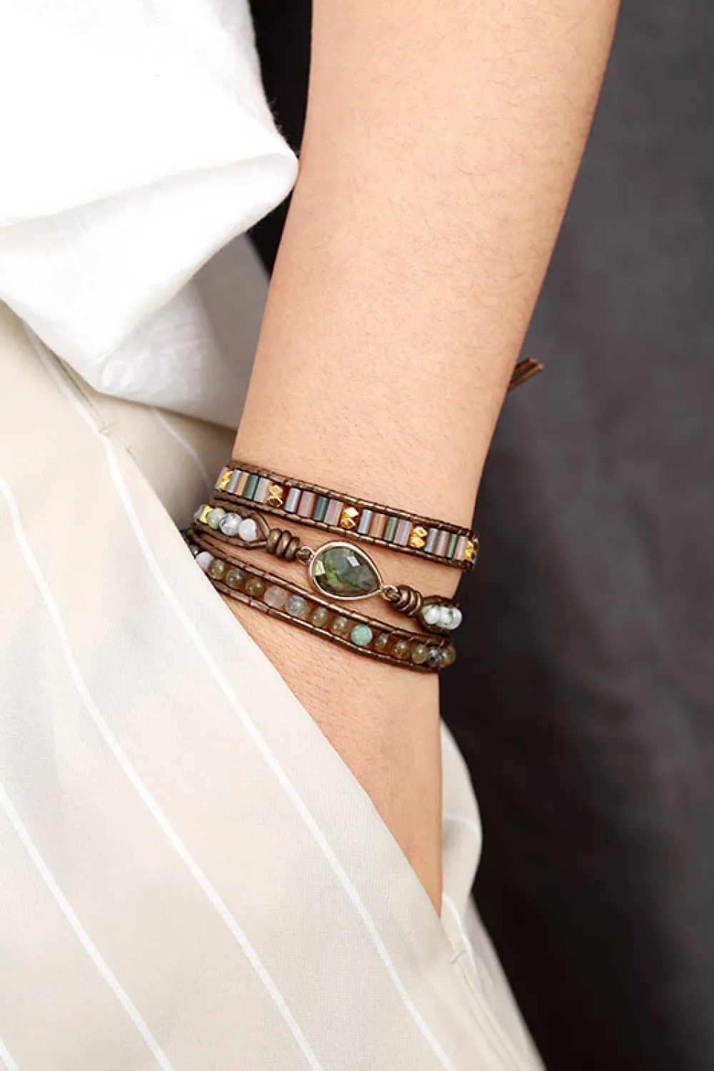 Handmade Triple Layer Beaded Bracelet, image 3