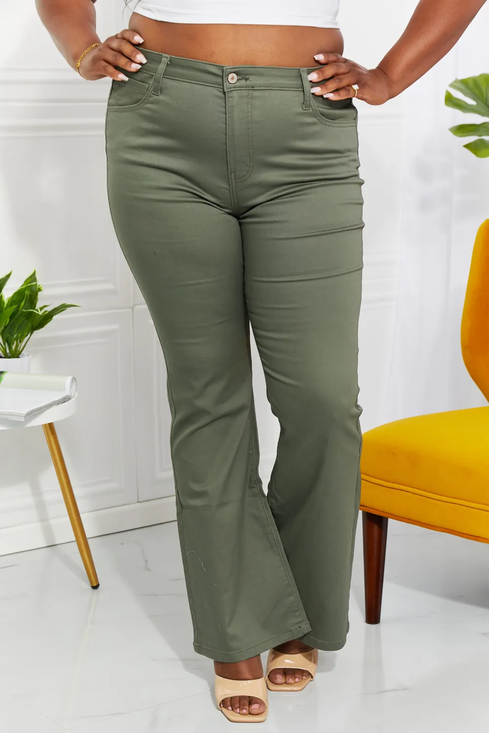 Clementine Full Size High-Rise Bootcut Jeans in Olive, image 6
