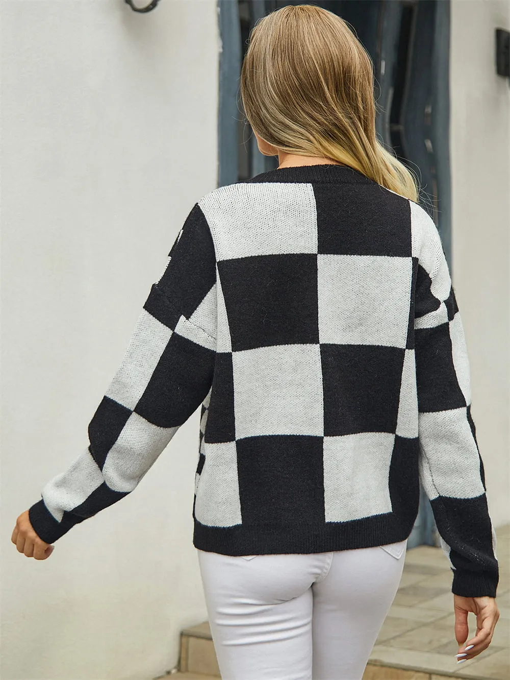 Plaid V-Neck Dropped Shoulder Cardigan, image 9