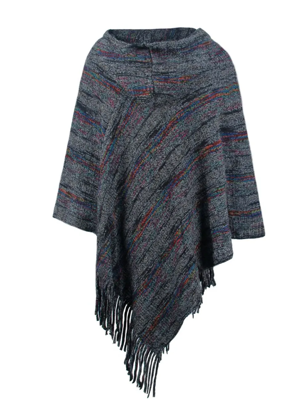 Fringe Hem Hooded Poncho, image 6