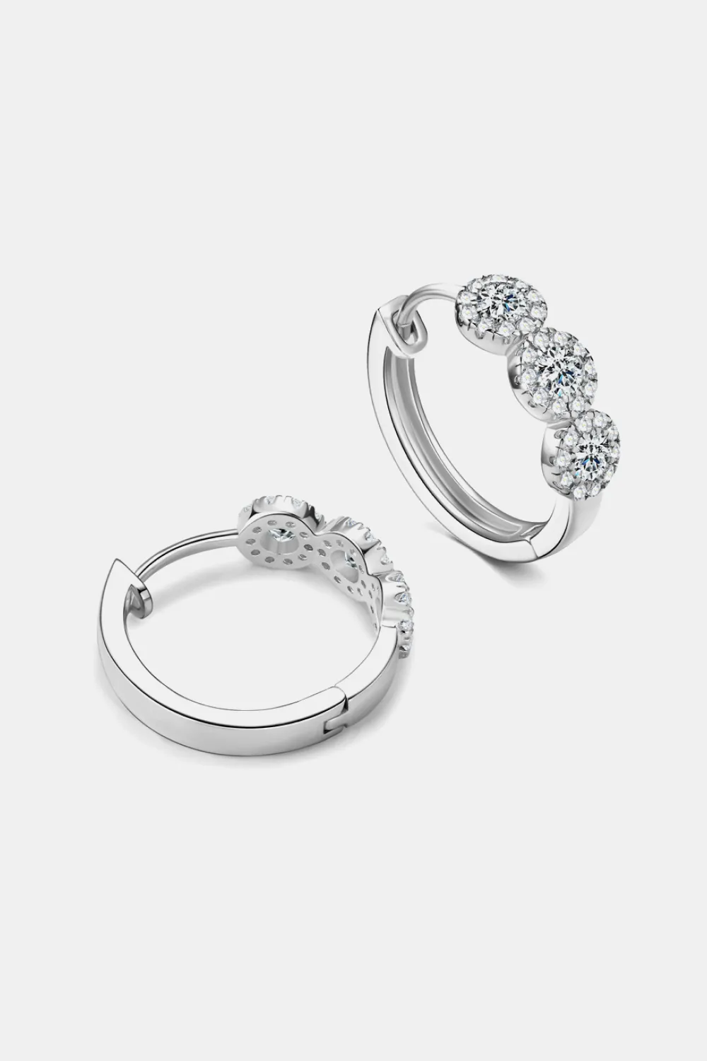 Moissanite 925 Sterling Silver Huggie Earrings, image 6
