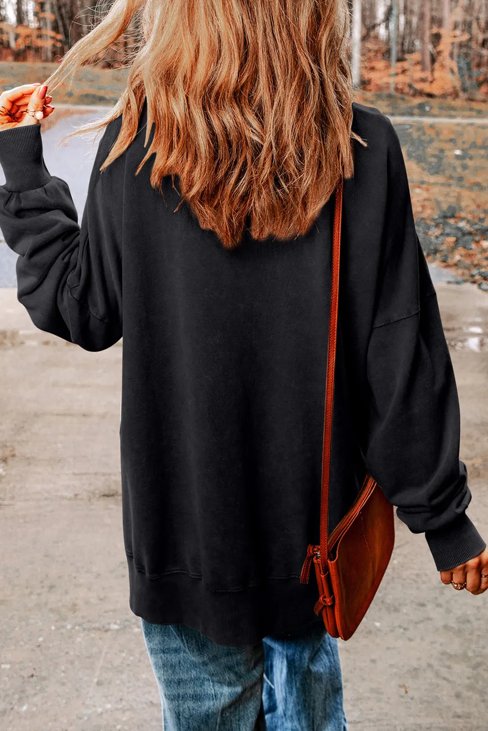 HEY BOO Graphic Round Neck Sweatshirt, image 2