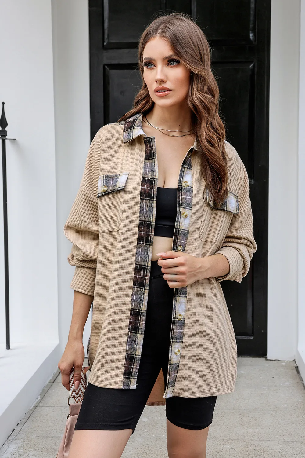 Plaid Button Down Collared Jacket, image 33