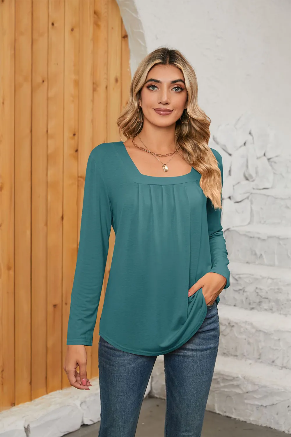 Square Neck Long Sleeve T-Shirt, image 18