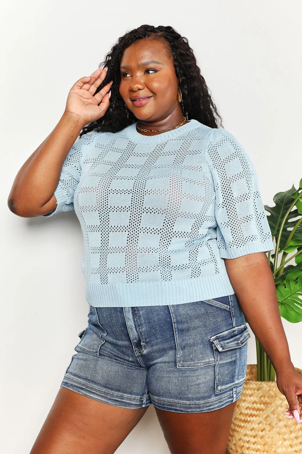 Ribbed Trim Round Neck Knit Top, image 18