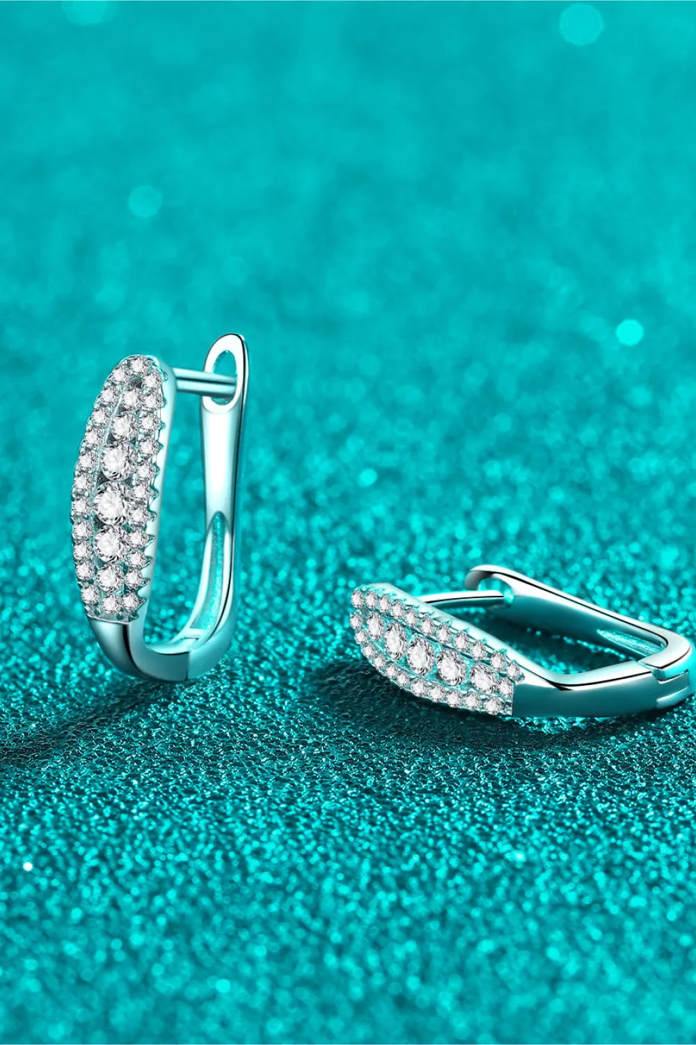 Moissanite Rhodium-Plated Earrings, image 3
