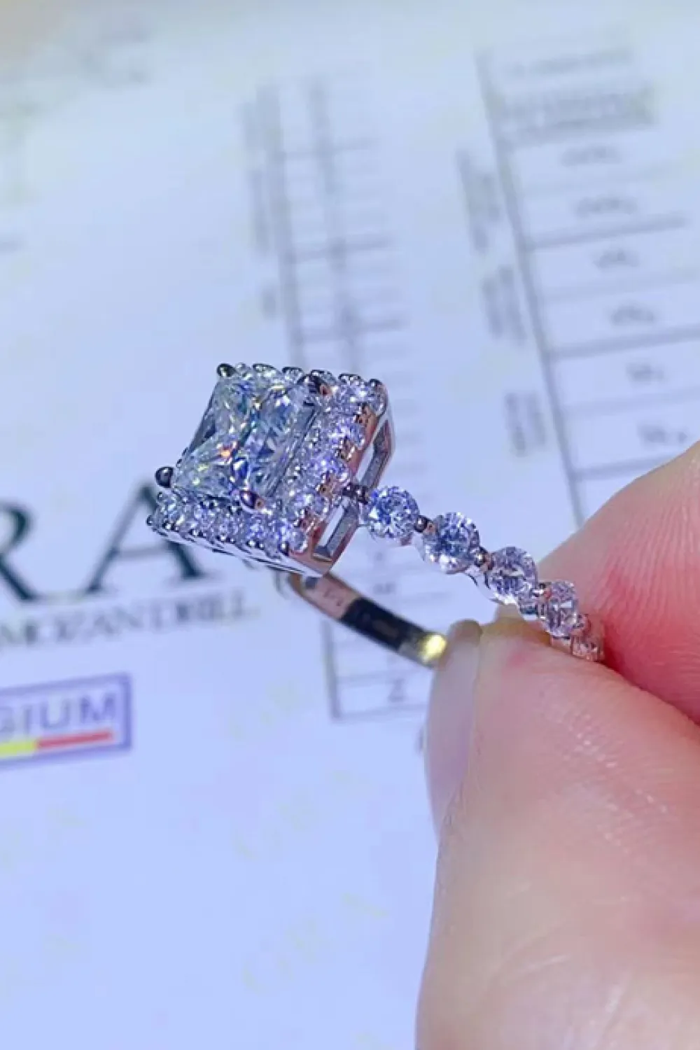 1 Carat Moissanite Square Ring, image 3