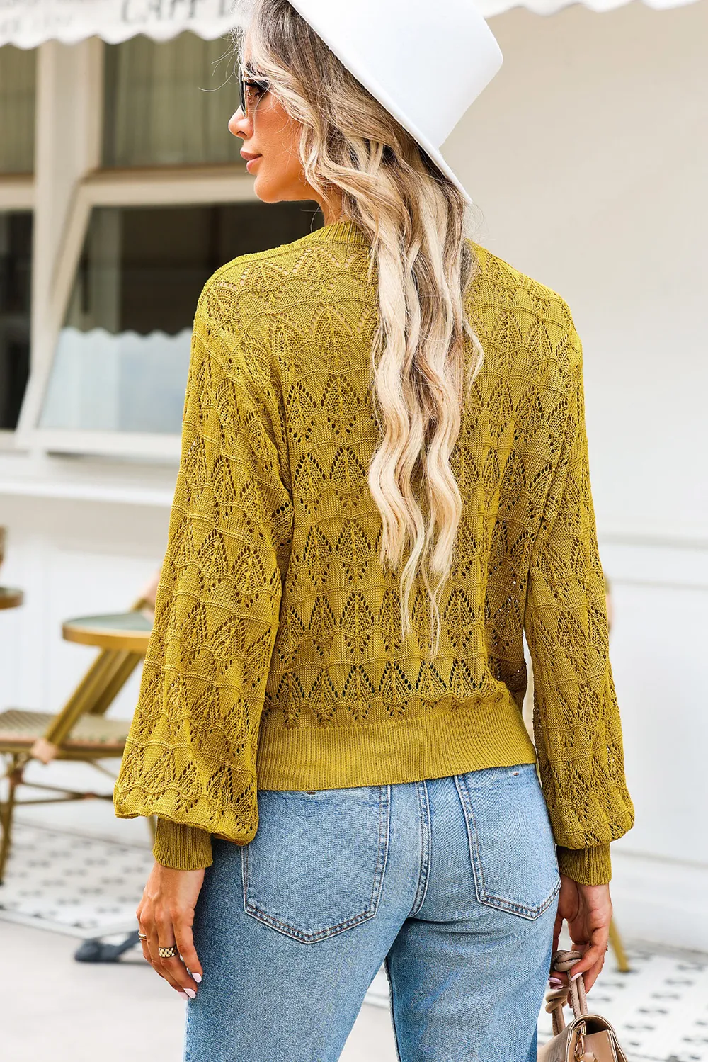 Openwork V-Neck Cardigan, image 7