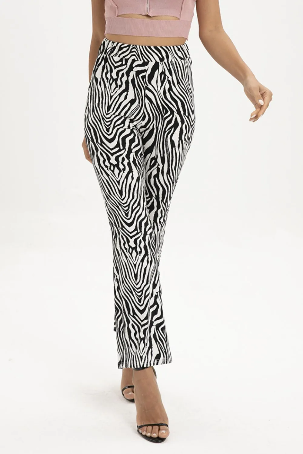 Zebra Print Straight Leg Pants, image 3