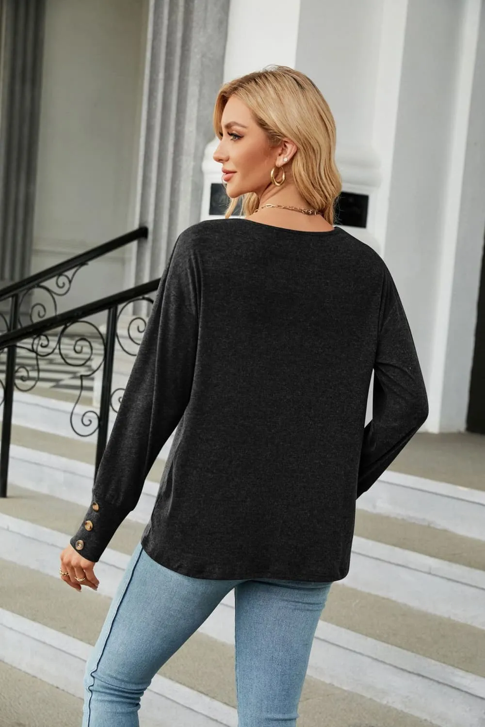 V-Neck Long Sleeve T-Shirt, image 10
