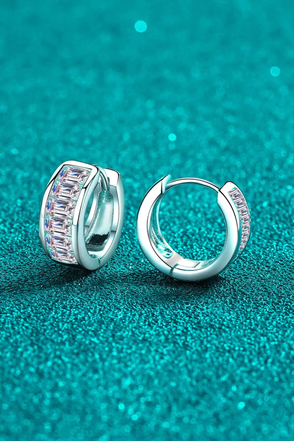 1.8 Carat Moissanite 925 Sterling Silver Huggie Earrings, image 5