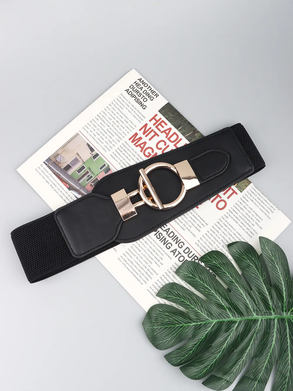 PU Elastic Wide Belt with Alloy Buckle, image 11