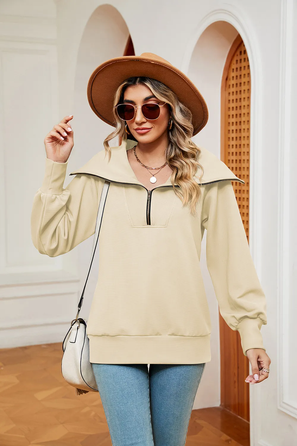 Half-Zip Collared Sweatshirt, image 22