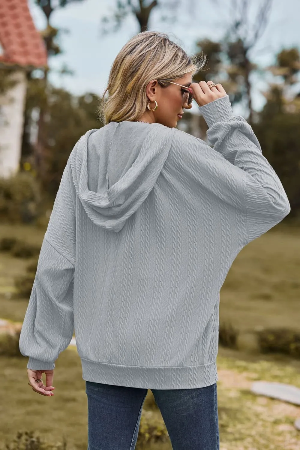 Cable-Knit Long Sleeve Hooded Jacket, image 22