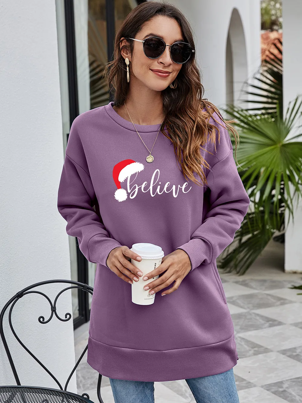 BELIEVE Graphic Tunic Sweatshirt, image 11