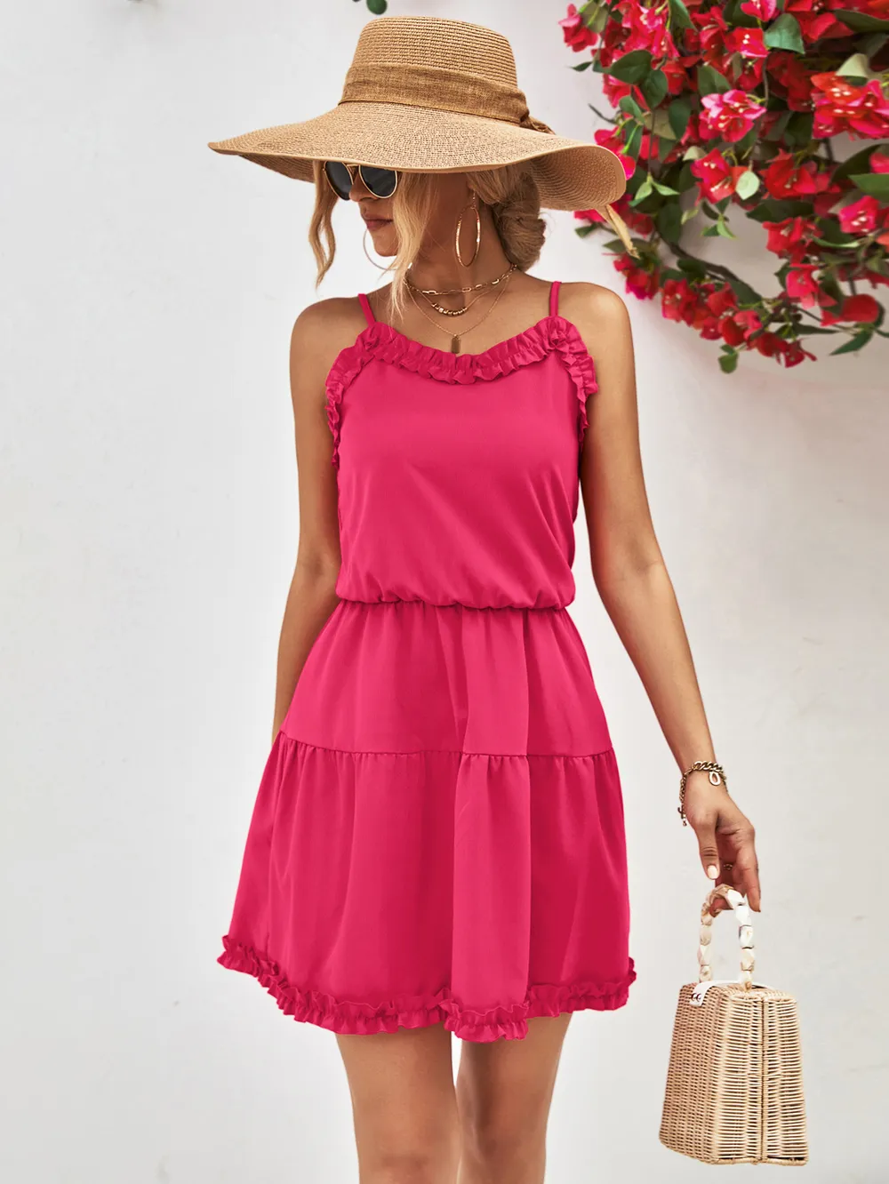 Frill Trim Spaghetti Strap Mini Dress, image 4