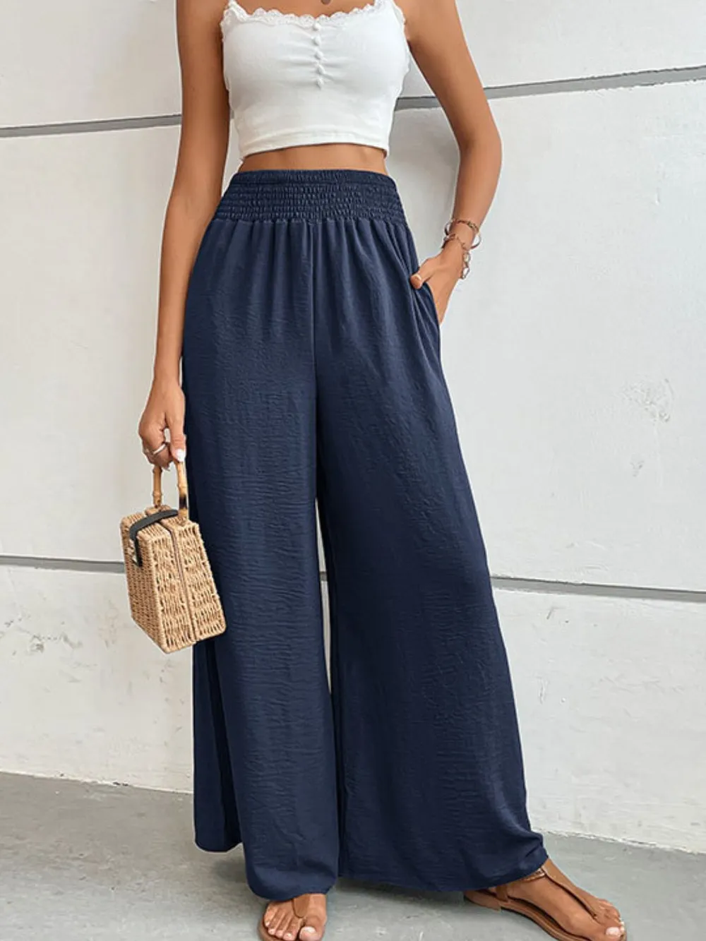Wide Waistband Relax Fit Long Pants, image 12