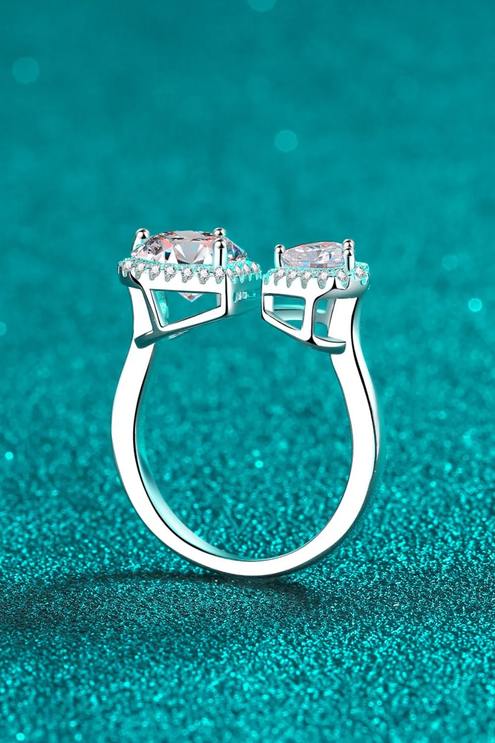Heart-Shape Moissanite Open Ring, image 3