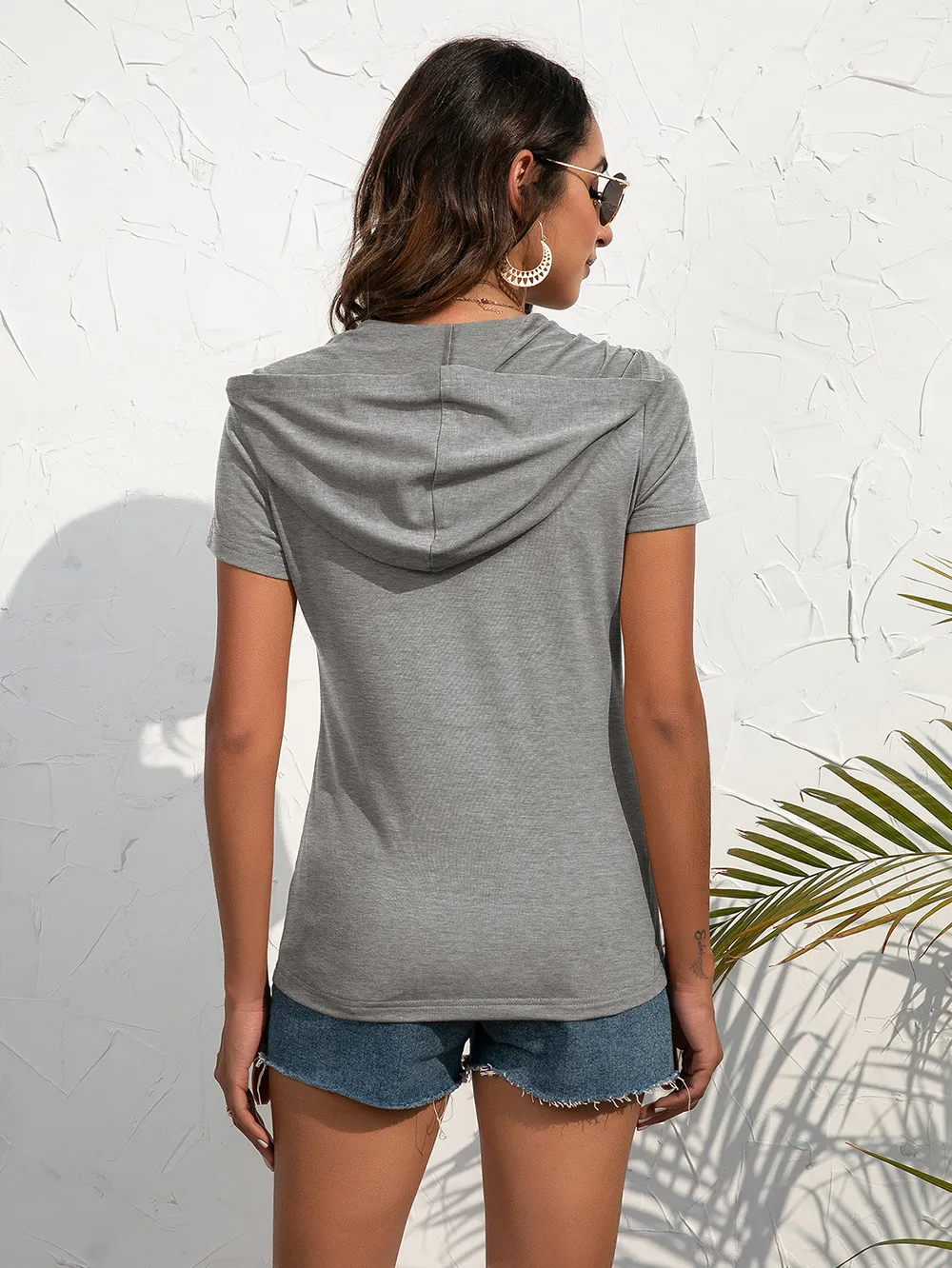 Half-Zip Short Sleeve Hooded Top, image 10