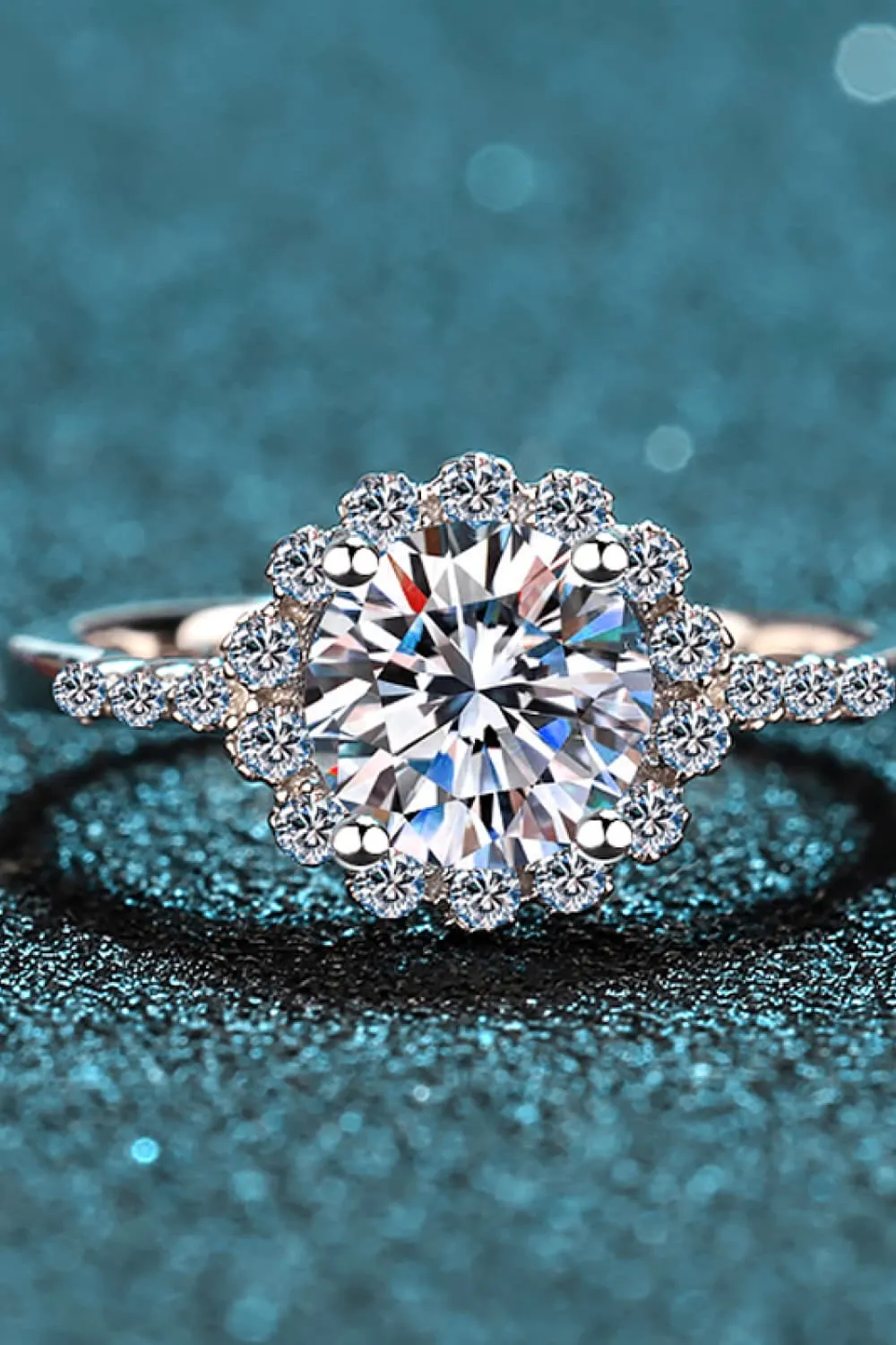 1 Carat Moissanite Rhodium-Plated Halo Ring, image 3