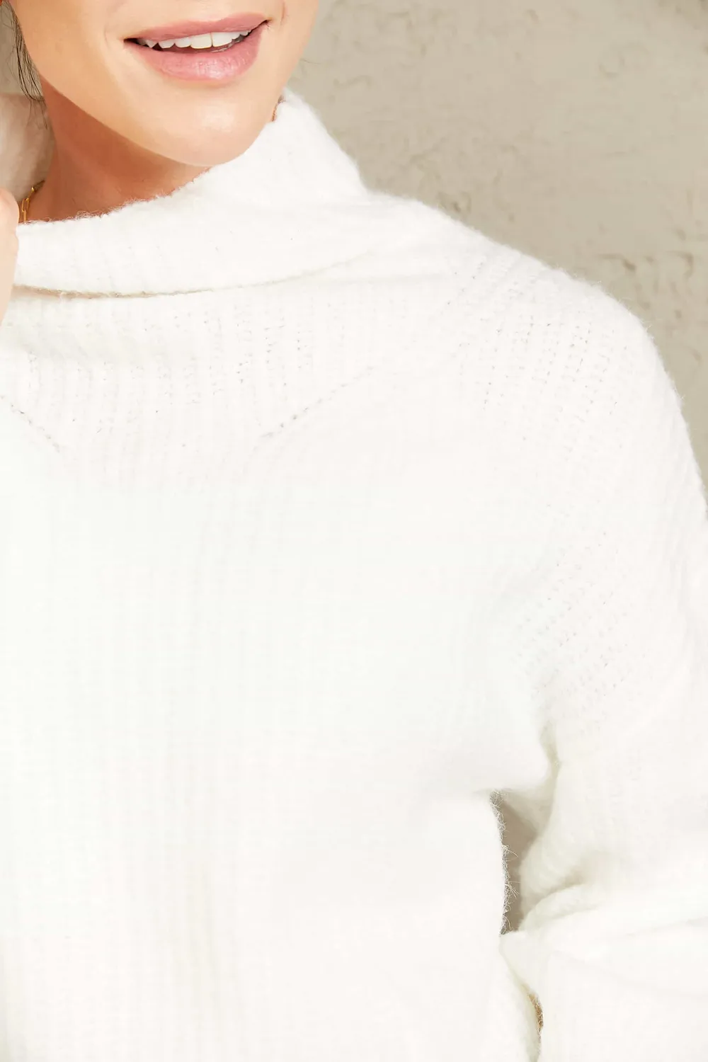 High Neck Balloon Sleeve Rib-Knit Pullover Sweater, image 12