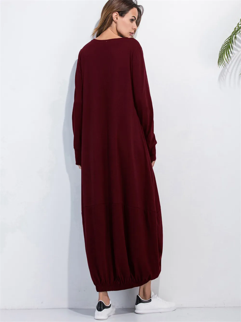Full Size Round Neck Long Sleeve Sweatshirt Dress, image 6