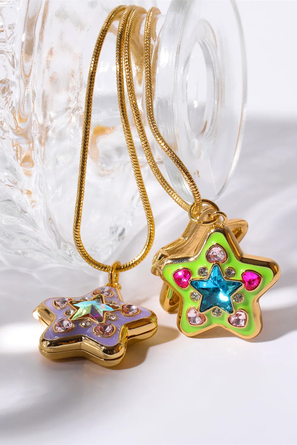 Rhinestone Decor Star Box Pendant Necklace, image 2