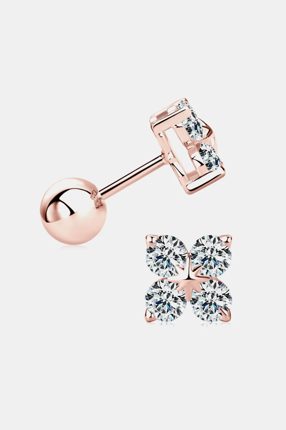 Moissanite 925 Sterling Silver Four-Leaf Clover Shape Earrings, image 3