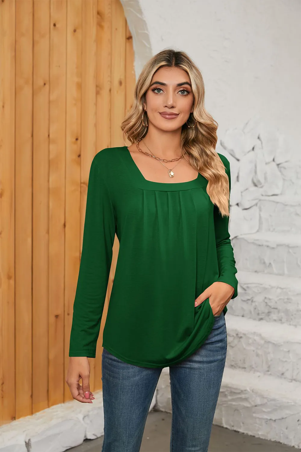 Square Neck Long Sleeve T-Shirt, image 15