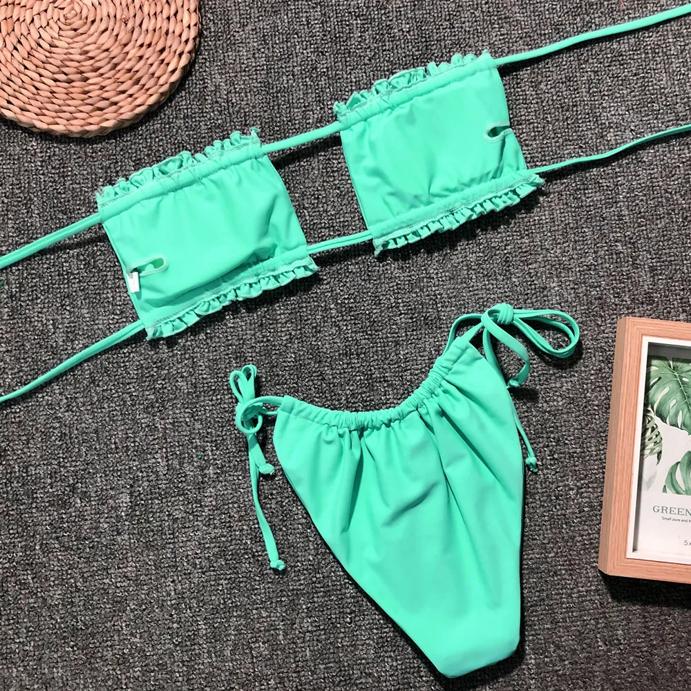Frill Trim Ruched Bikini Set, image 10