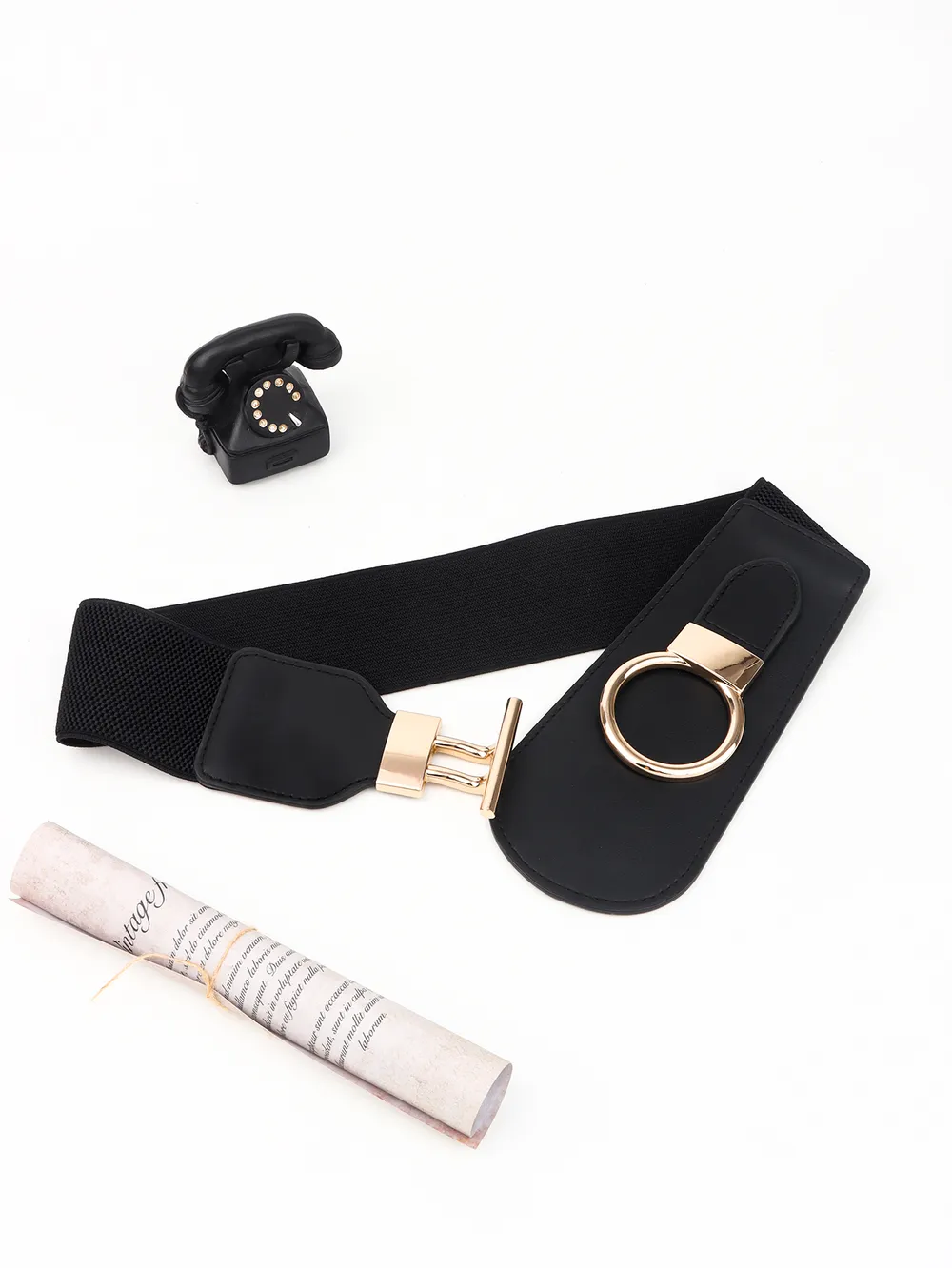 PU Elastic Wide Belt with Alloy Buckle, image 12