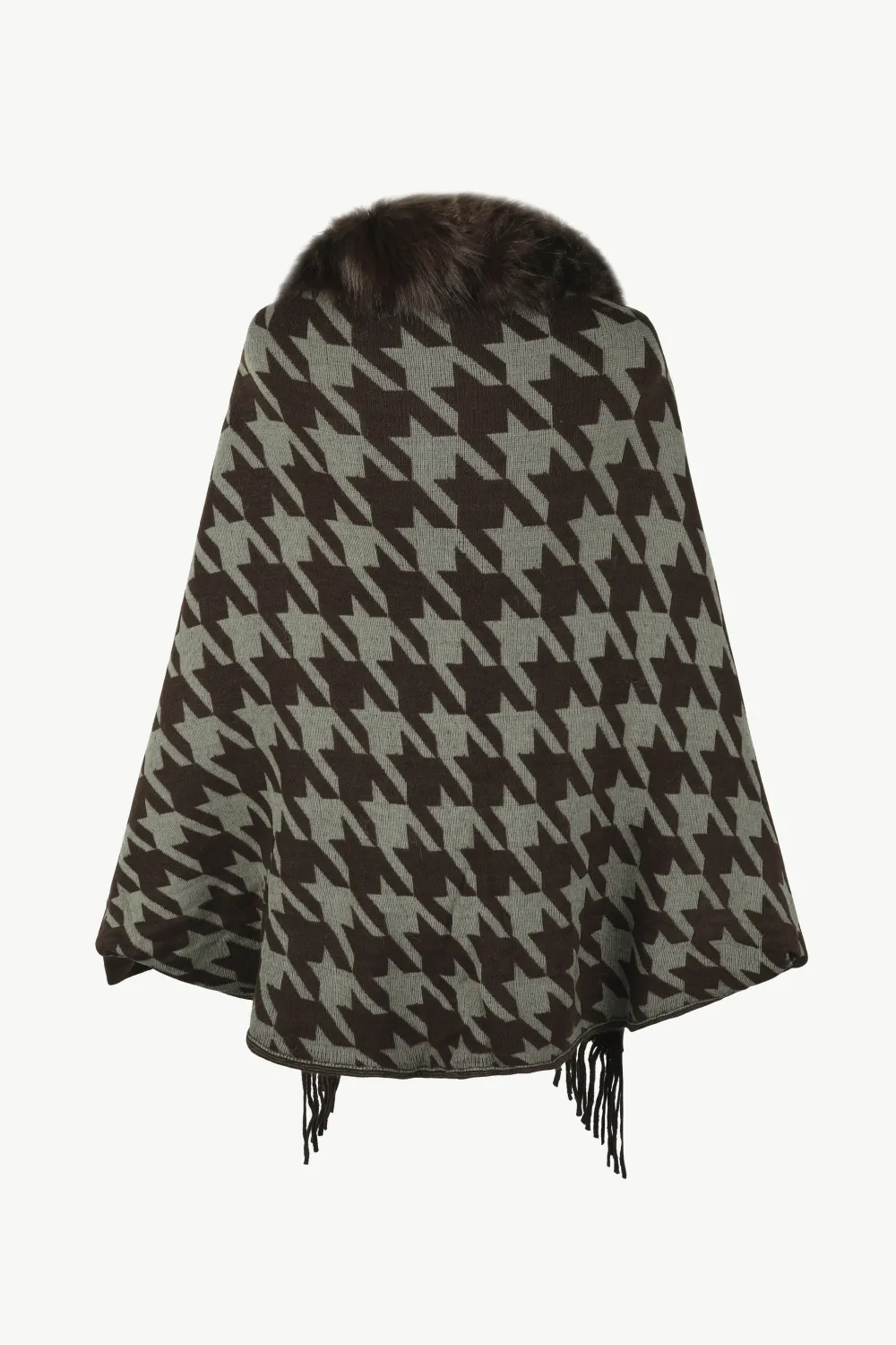 Houndstooth Fringe Hem Poncho, image 22