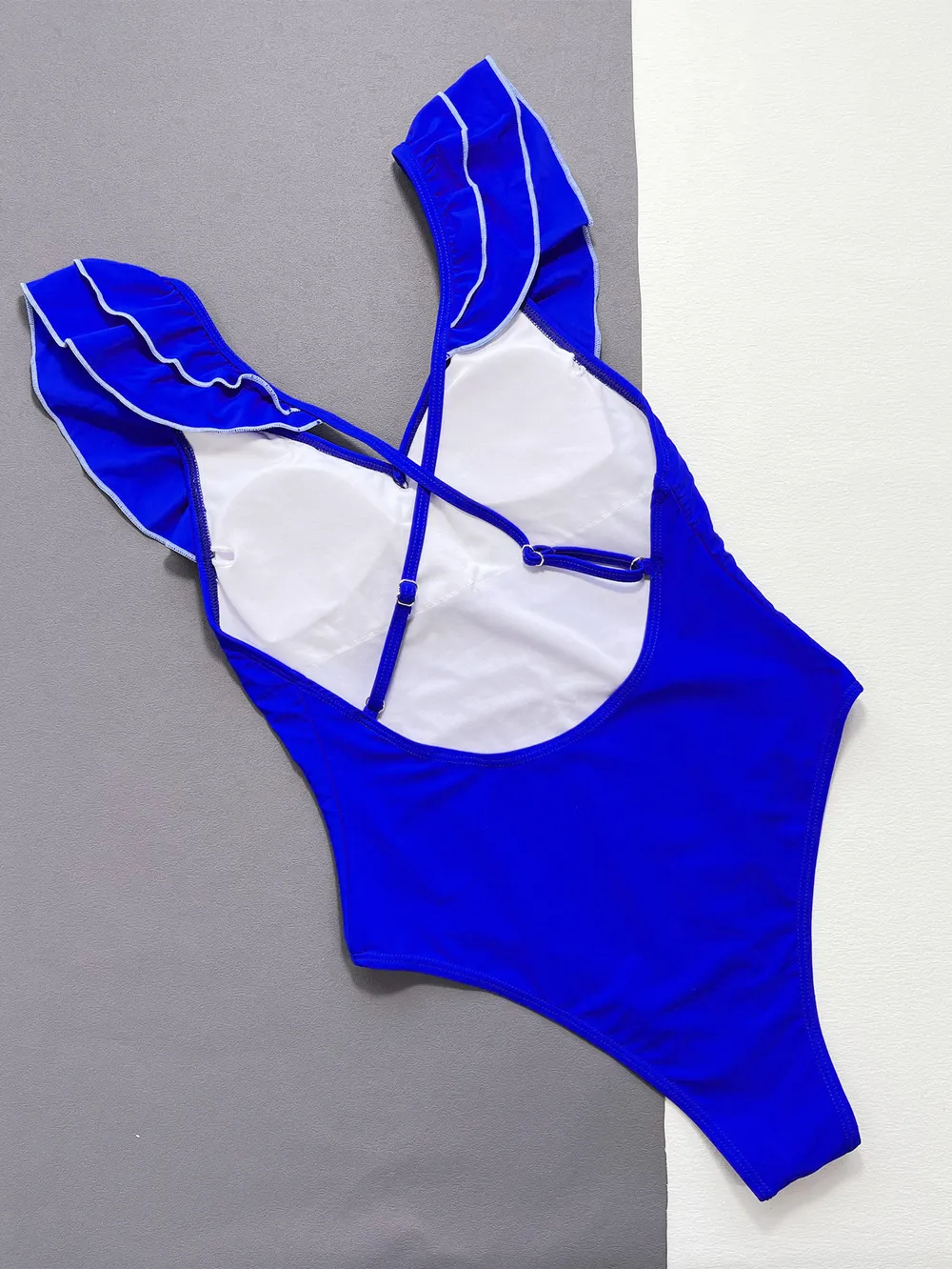 Ruffled Crisscross Backless One-Piece Swimsuit, image 5