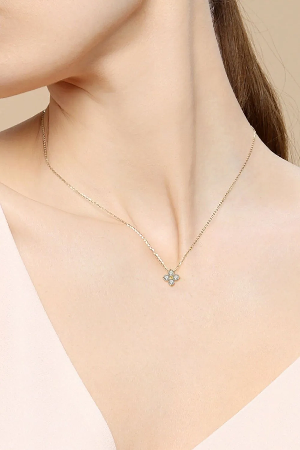 Moissanite Four Leaf Clover Pendant Necklace, image 2