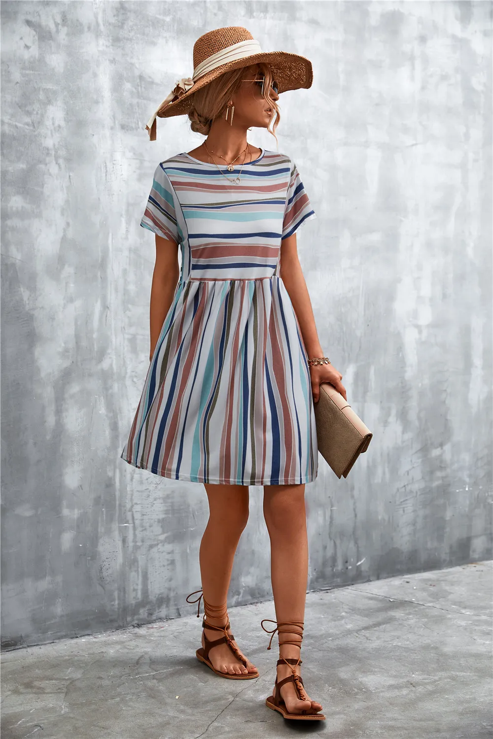 Striped Round Neck Dress, image 8