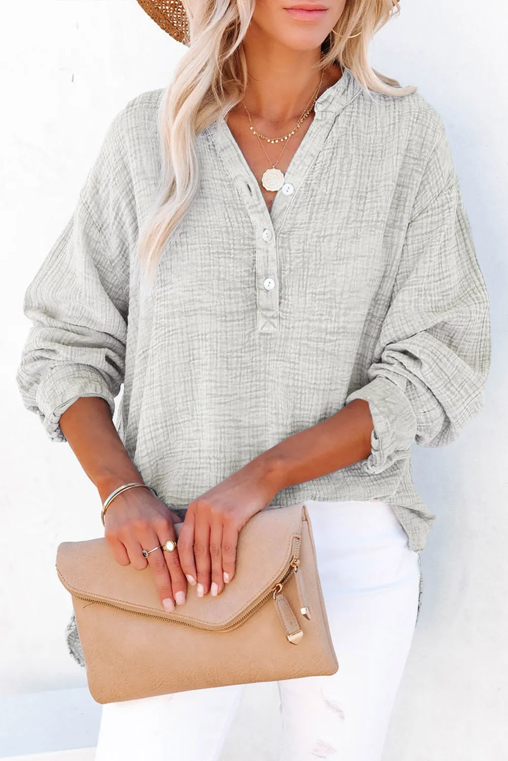 Buttoned Long Sleeve Blouse, image 5