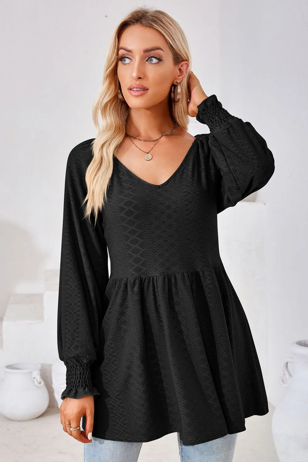 V-Neck Lantern Sleeve Blouse, image 20