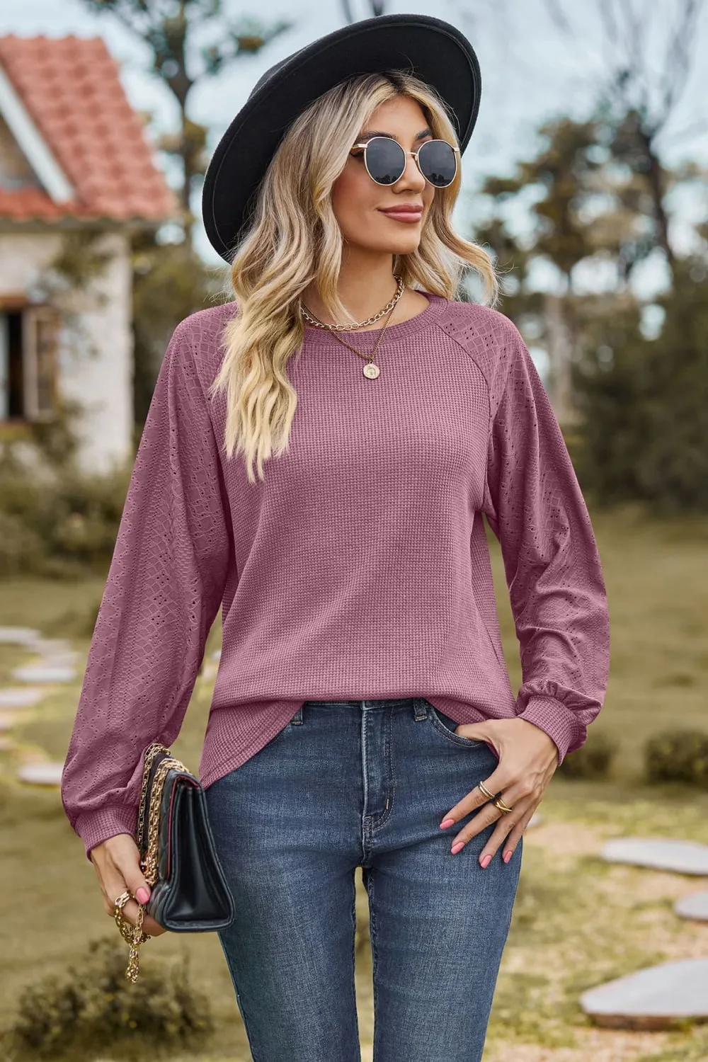 Round Neck Raglan Sleeve Sweatshirt, image 10