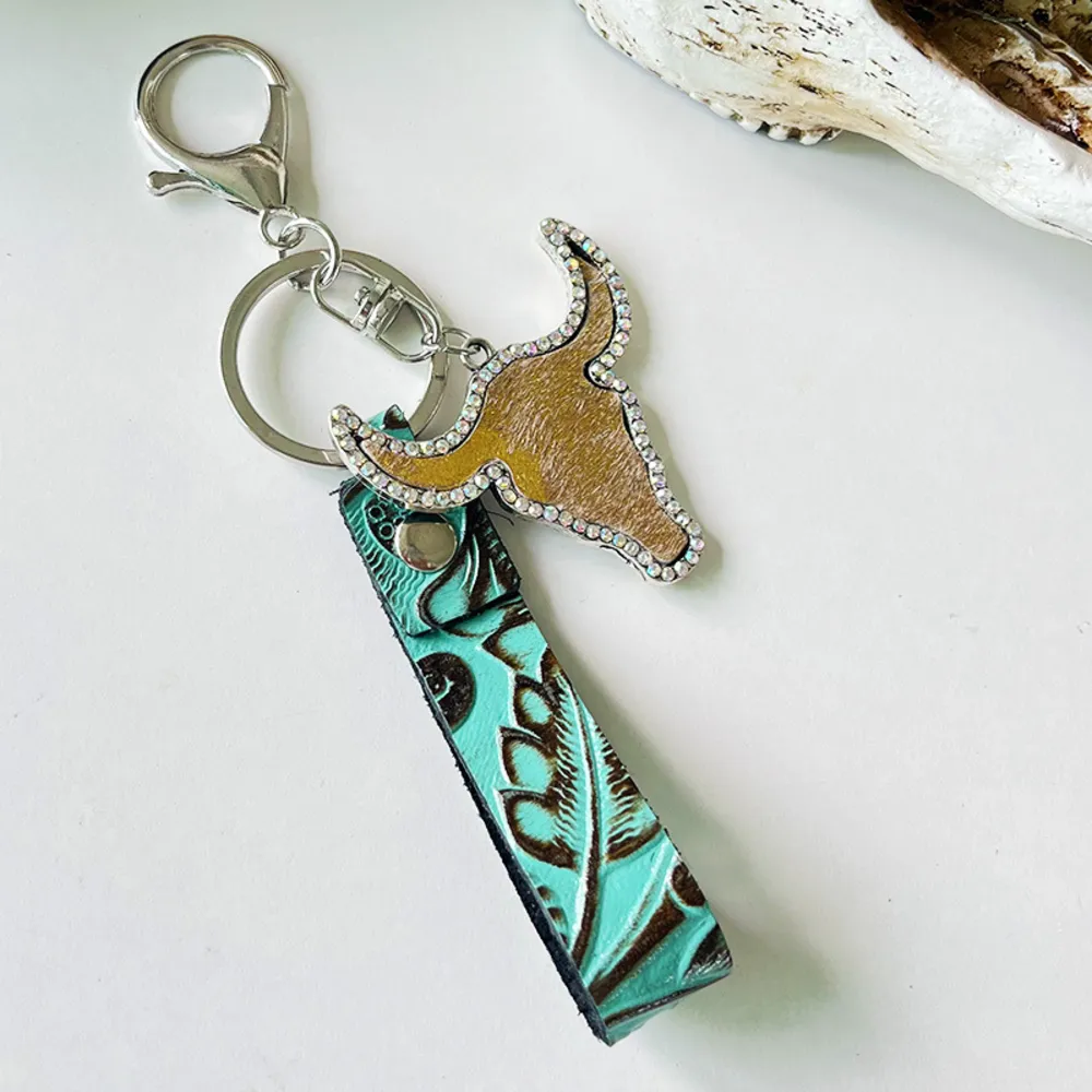 Rhinestone Bull Keychain, image 7