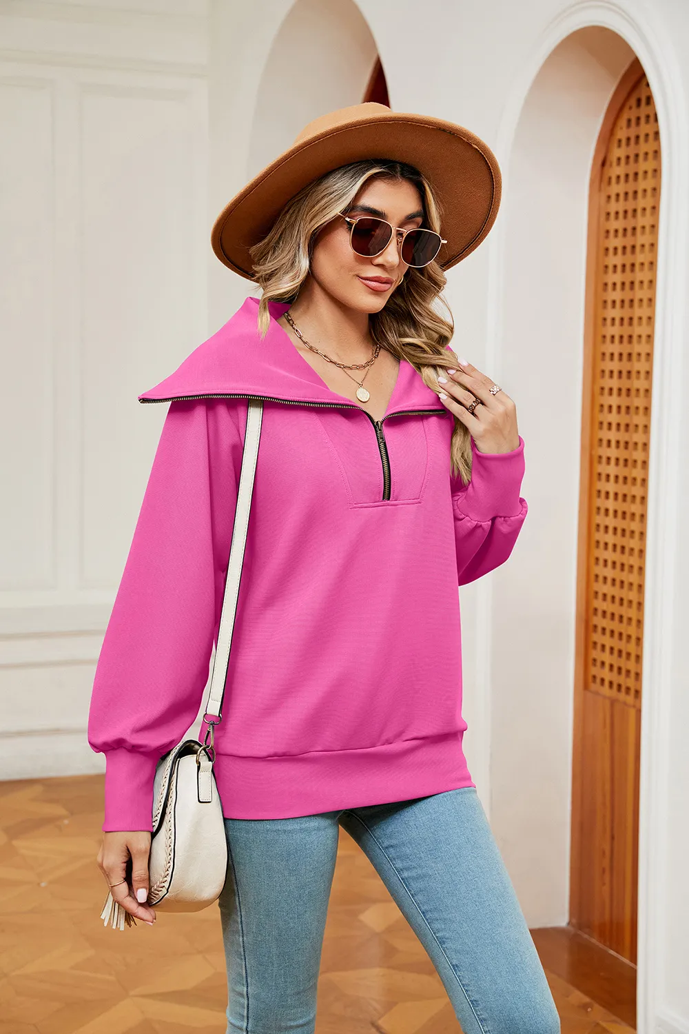 Half-Zip Collared Sweatshirt, image 19