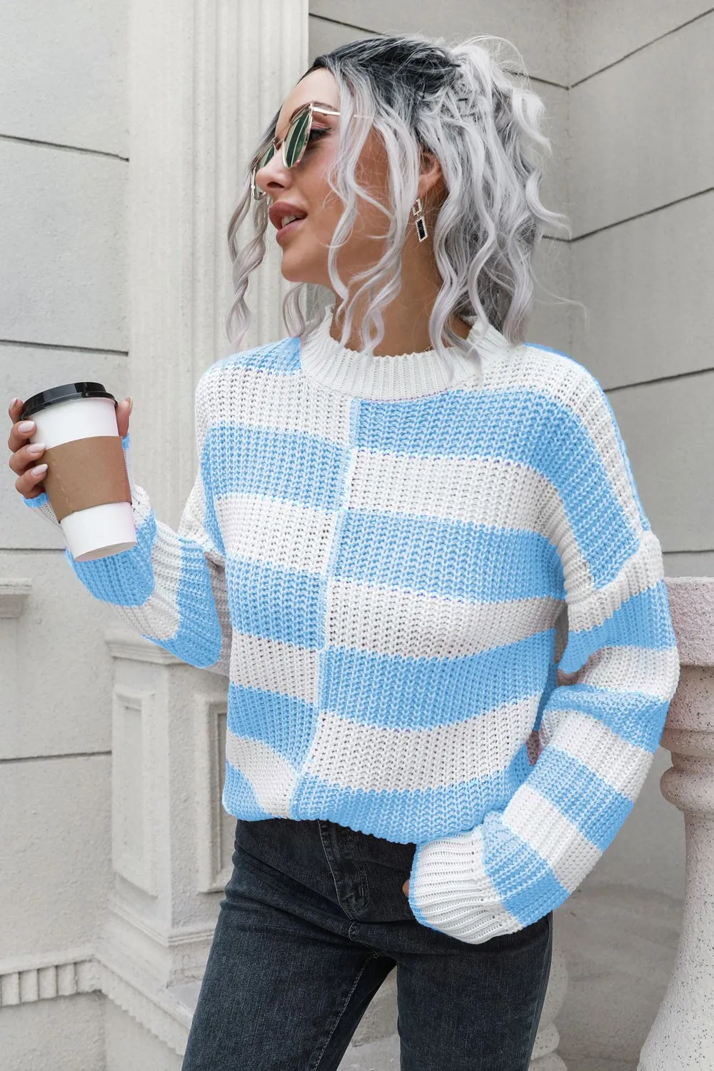 Color Block Dropped Shoulder Sweater, image 6
