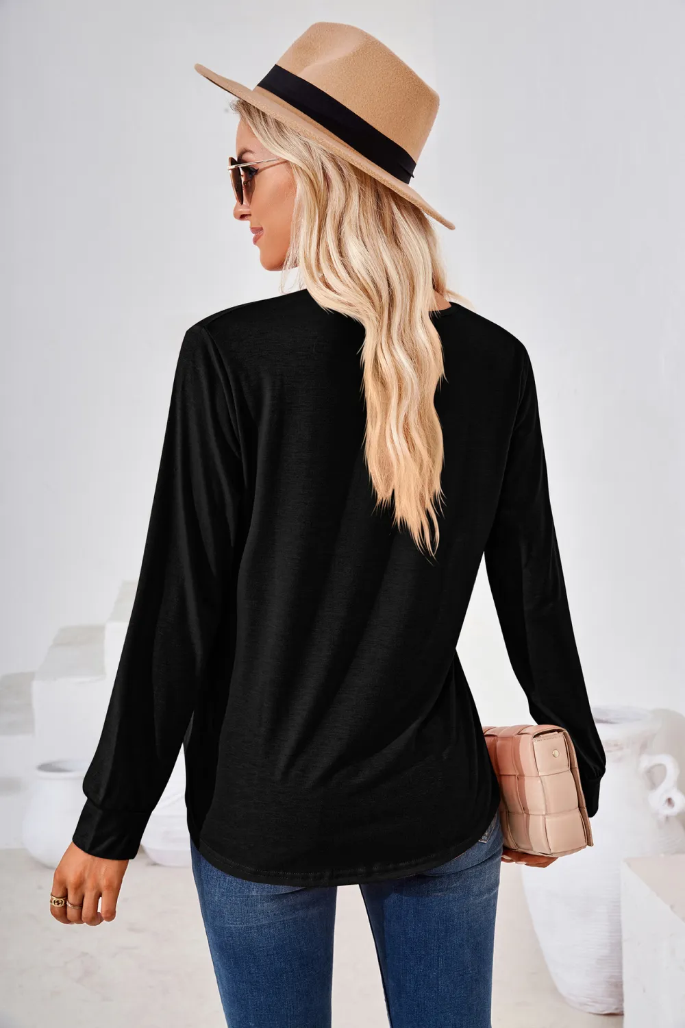 Square Neck Ruched Long Sleeve Blouse, image 15