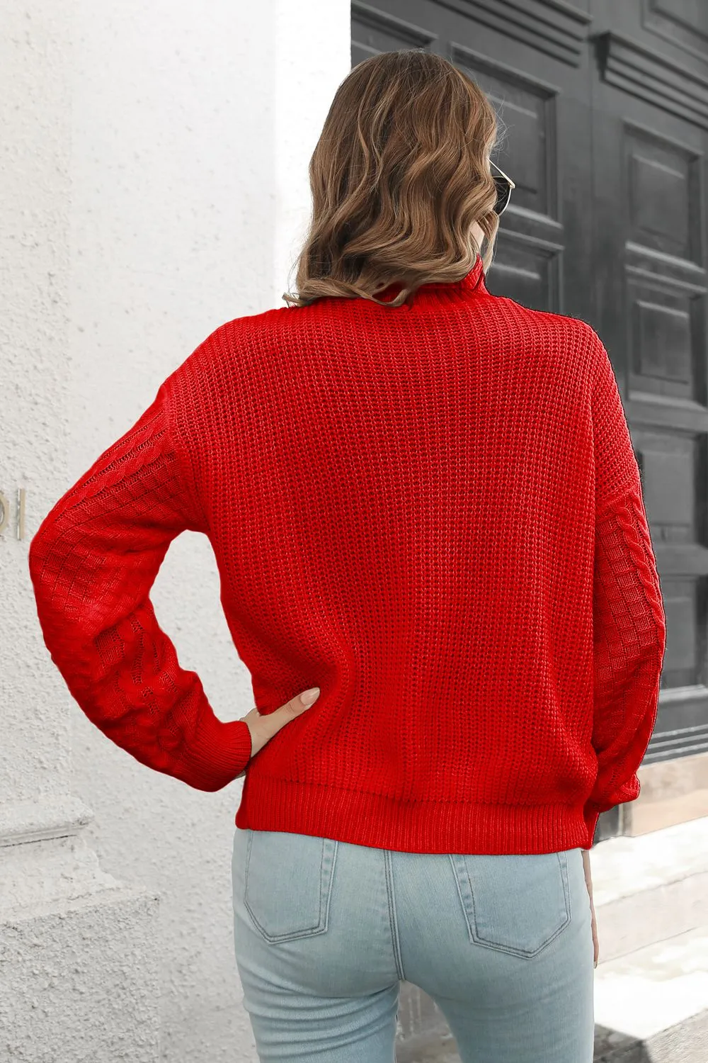 Cable-Knit Turtleneck Sweater, image 3