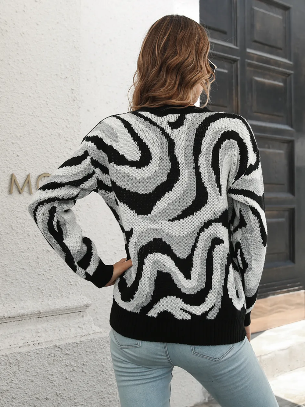 Round Neck Dropped Shoulder Sweater, image 9