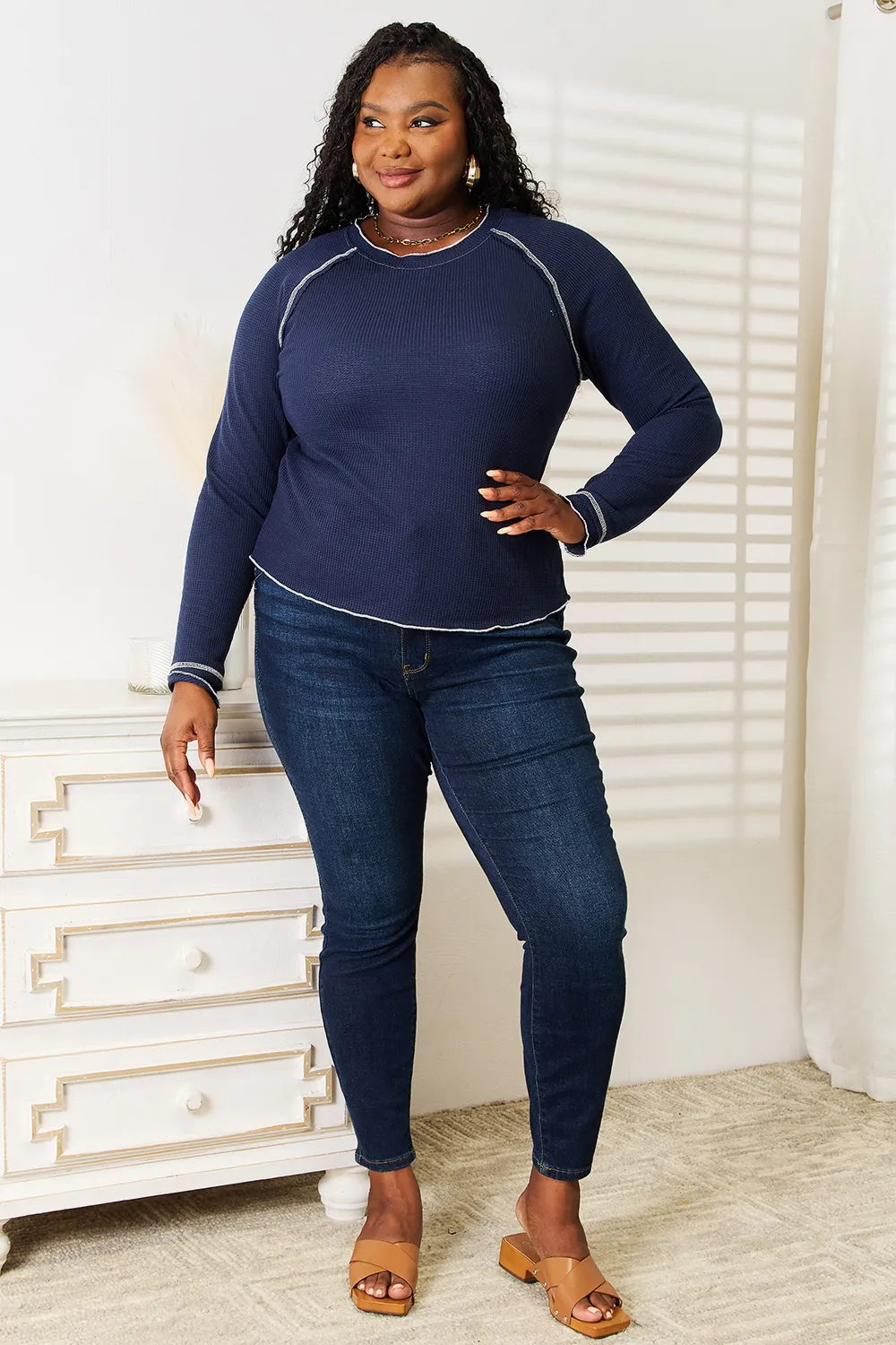 Long Raglan Sleeve Round Neck Top, image 3