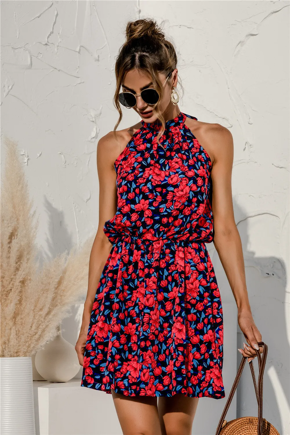 Floral Tied Sleeveless Mini Dress, image 4