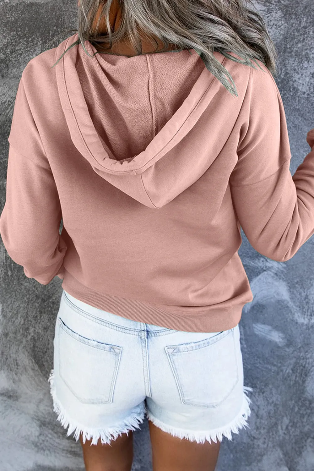 Dropped Shoulder Long Sleeve Hoodie with Pocket, image 13